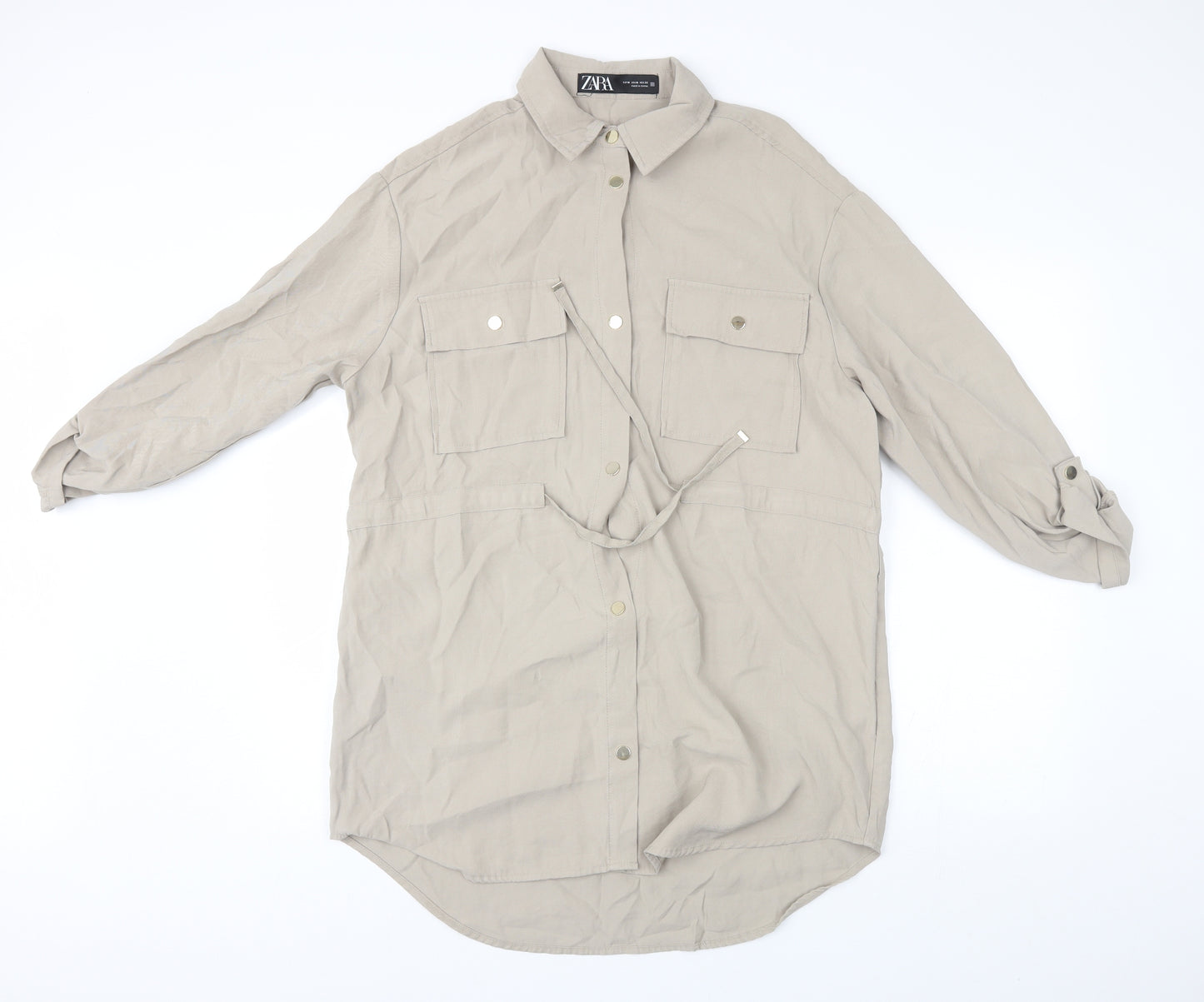 Zara Womens Beige   Basic Button-Up Size M
