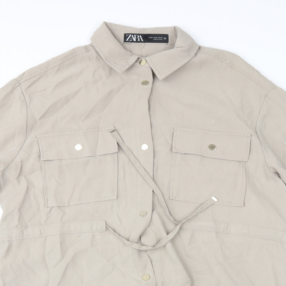 Zara Womens Beige   Basic Button-Up Size M