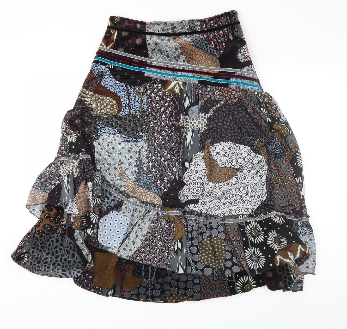 chacok Womens Black Floral  A-Line Skirt One Size