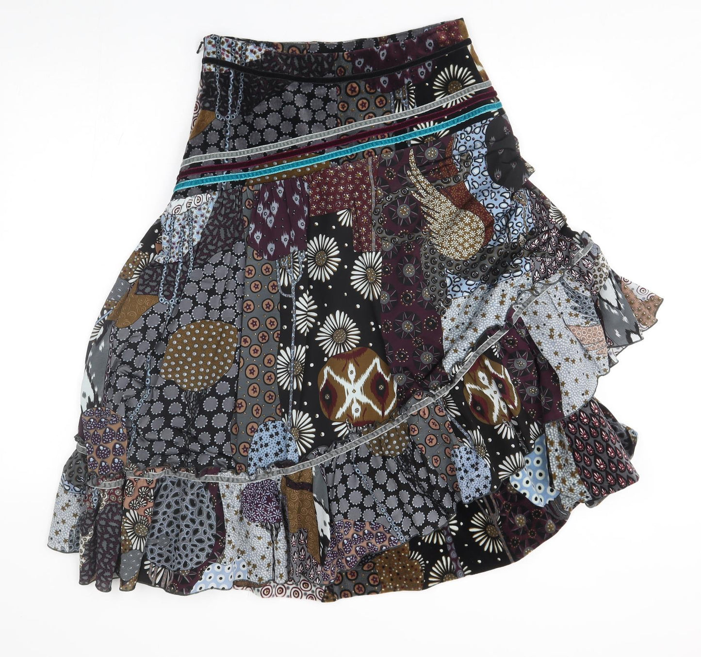 chacok Womens Black Floral  A-Line Skirt One Size