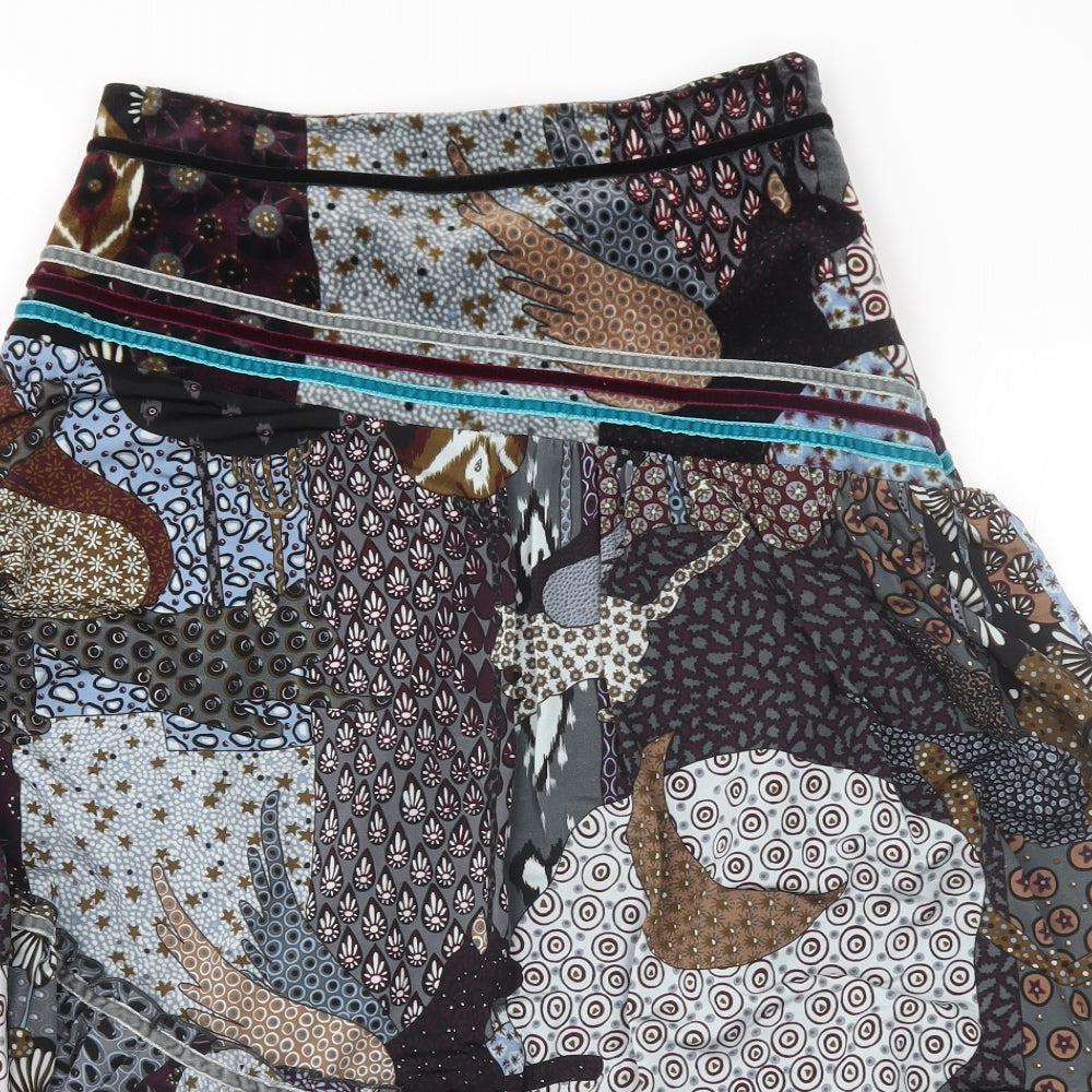 chacok Womens Black Floral  A-Line Skirt One Size