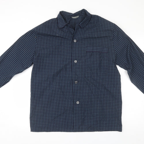 M&S Mens Blue Plaid   Button-Up Size M