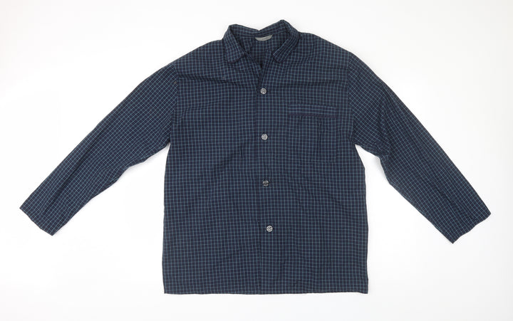 M&S Mens Blue Plaid Button-Up Size M