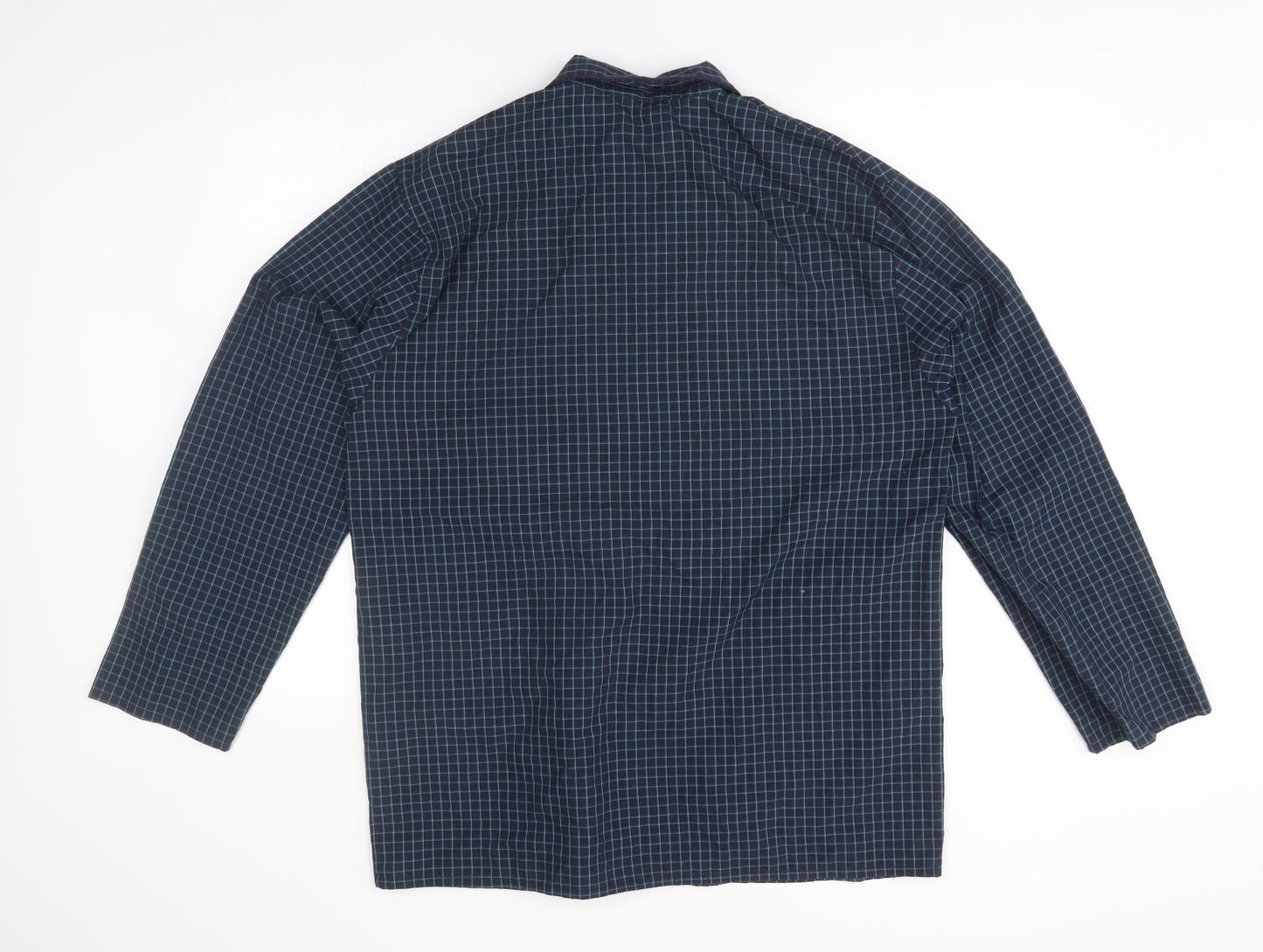 M&S Mens Blue Plaid   Button-Up Size M