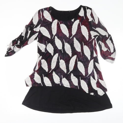 Preworn Womens Purple Floral  Basic Blouse Size 12