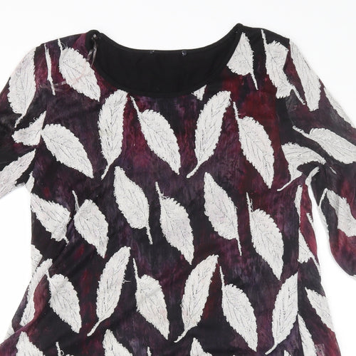 Preworn Womens Purple Floral  Basic Blouse Size 12