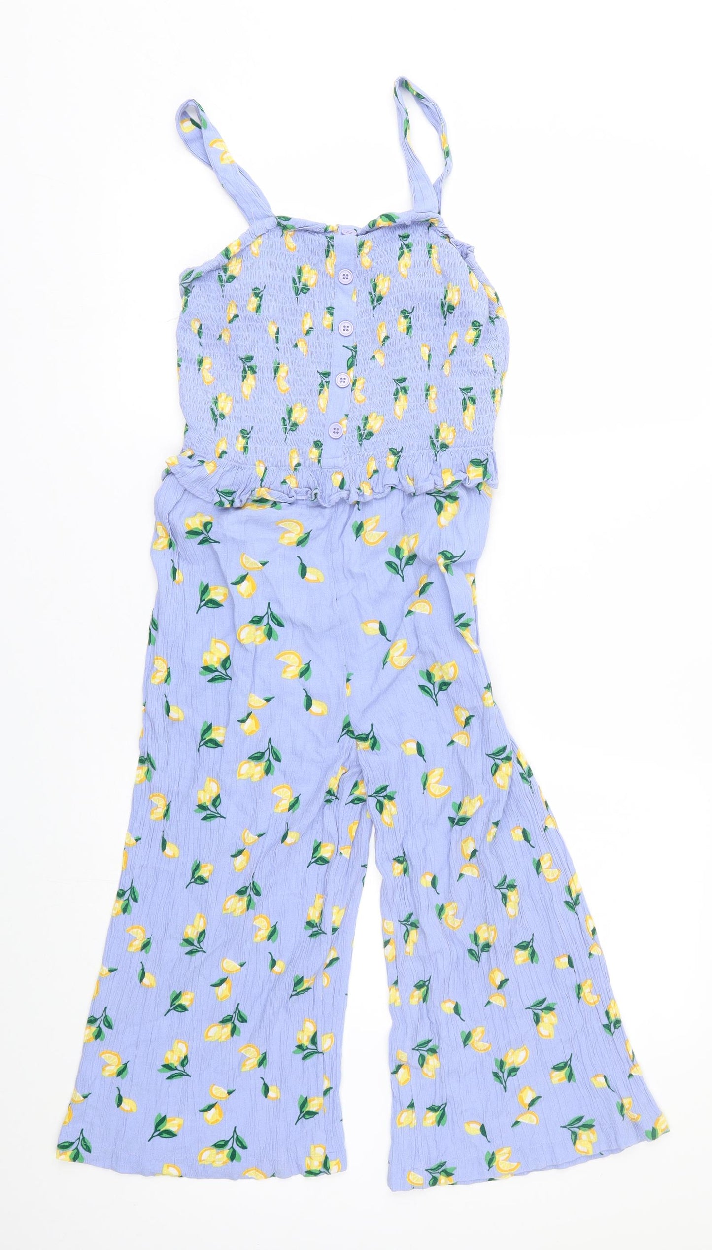 TU Girls Blue   Dungaree One-Piece Size 12 Years  - lemon