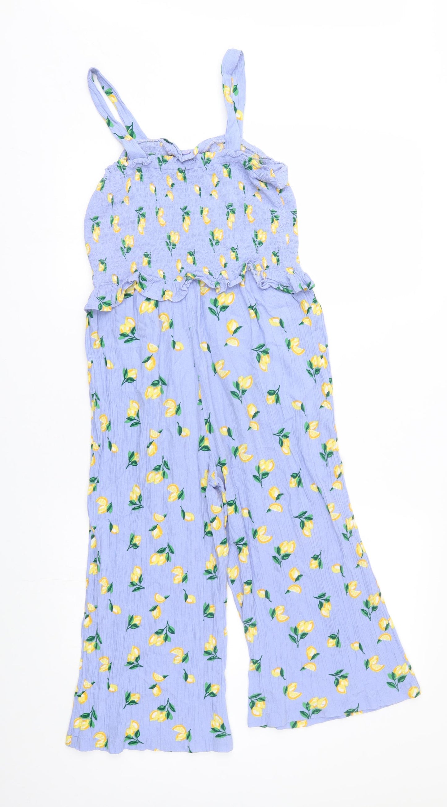 TU Girls Blue   Dungaree One-Piece Size 12 Years  - lemon