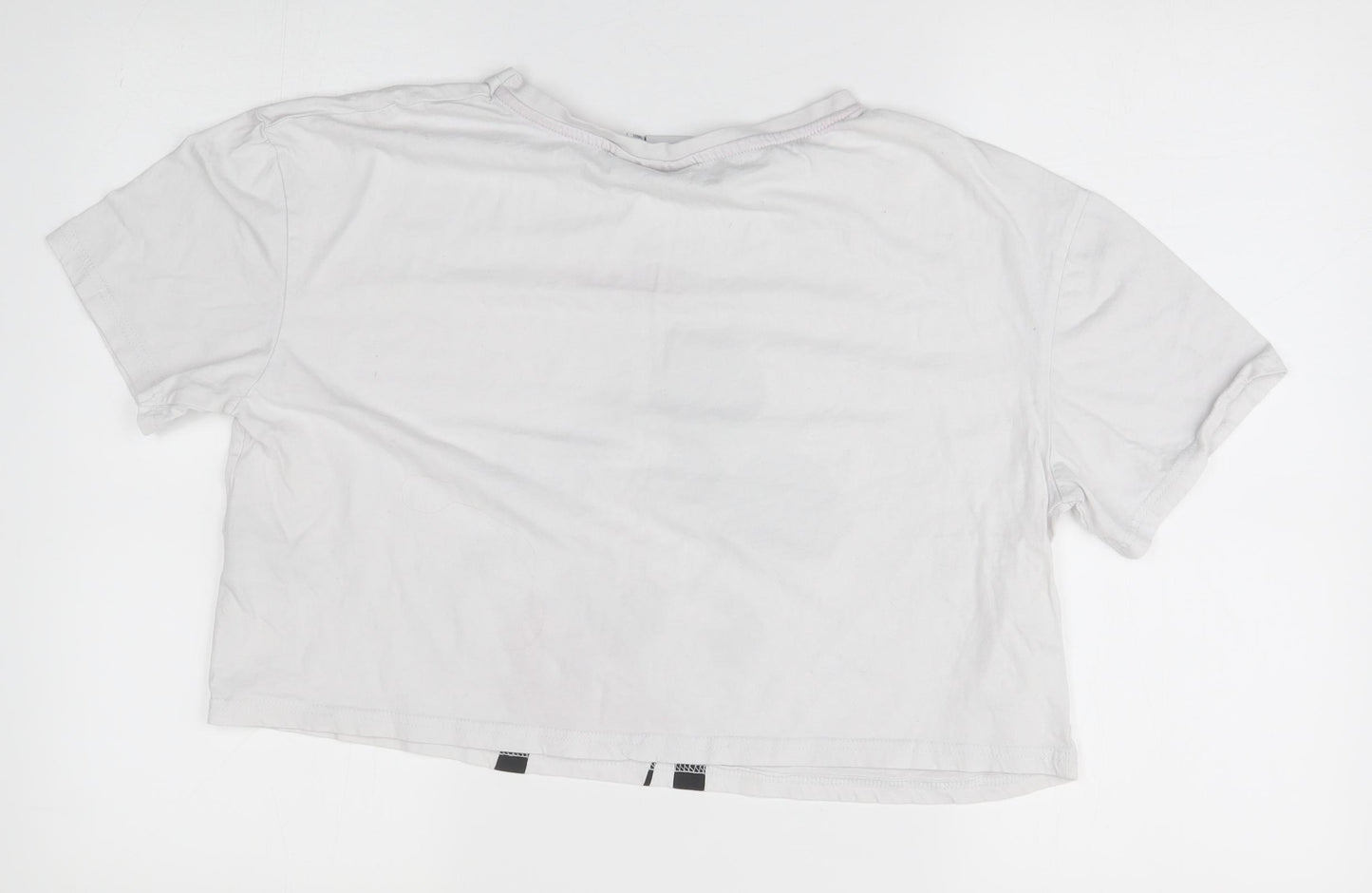 Primark Womens White   Cropped T-Shirt Size L  - disney, mmickey mouse