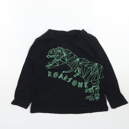Primark Boys Black   Basic T-Shirt Size 2-3 Years  - Dinosaur Roarsome
