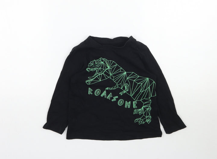 Primark Boys Black   Basic T-Shirt Size 2-3 Years  - Dinosaur Roarsome
