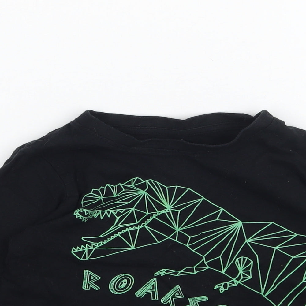 Primark Boys Black   Basic T-Shirt Size 2-3 Years  - Dinosaur Roarsome