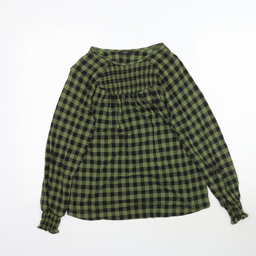NEXT Womens Green Plaid  Basic Blouse Size 10