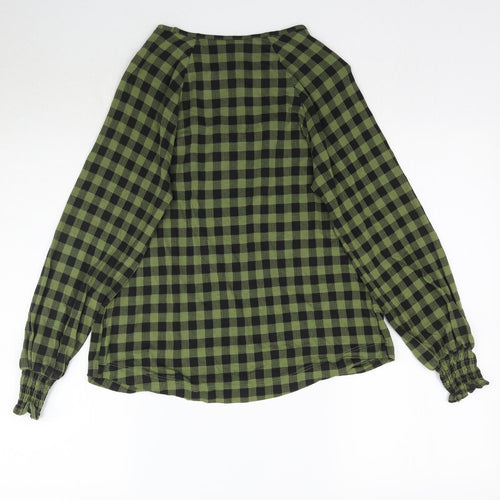 NEXT Womens Green Plaid  Basic Blouse Size 10