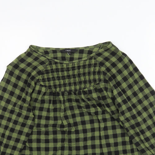 NEXT Womens Green Plaid  Basic Blouse Size 10