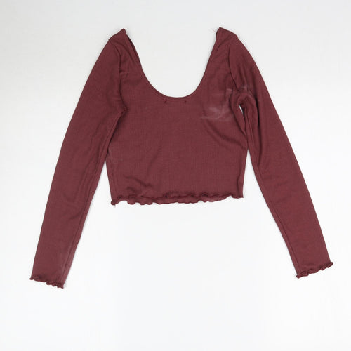 Boohoo Womens Red   Basic T-Shirt Size 6  - Maroon