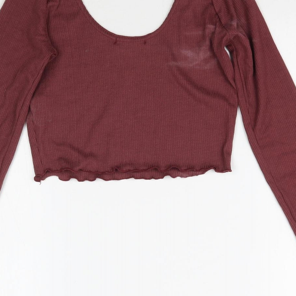 Boohoo Womens Red   Basic T-Shirt Size 6  - Maroon