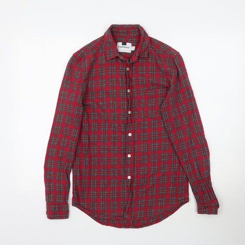 Topman Mens Red Plaid   Button-Up Size XS