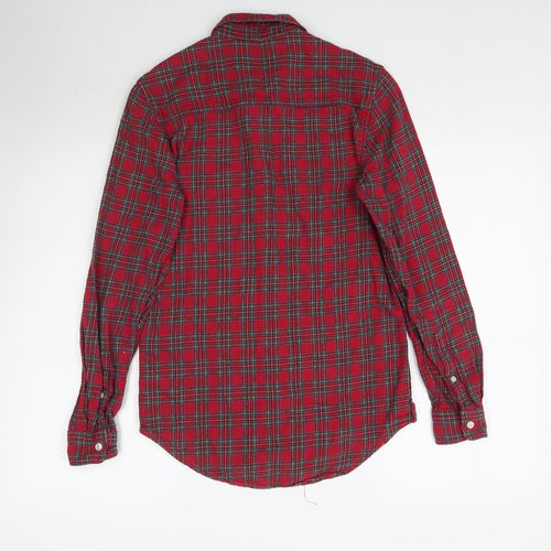 Topman Mens Red Plaid   Button-Up Size XS