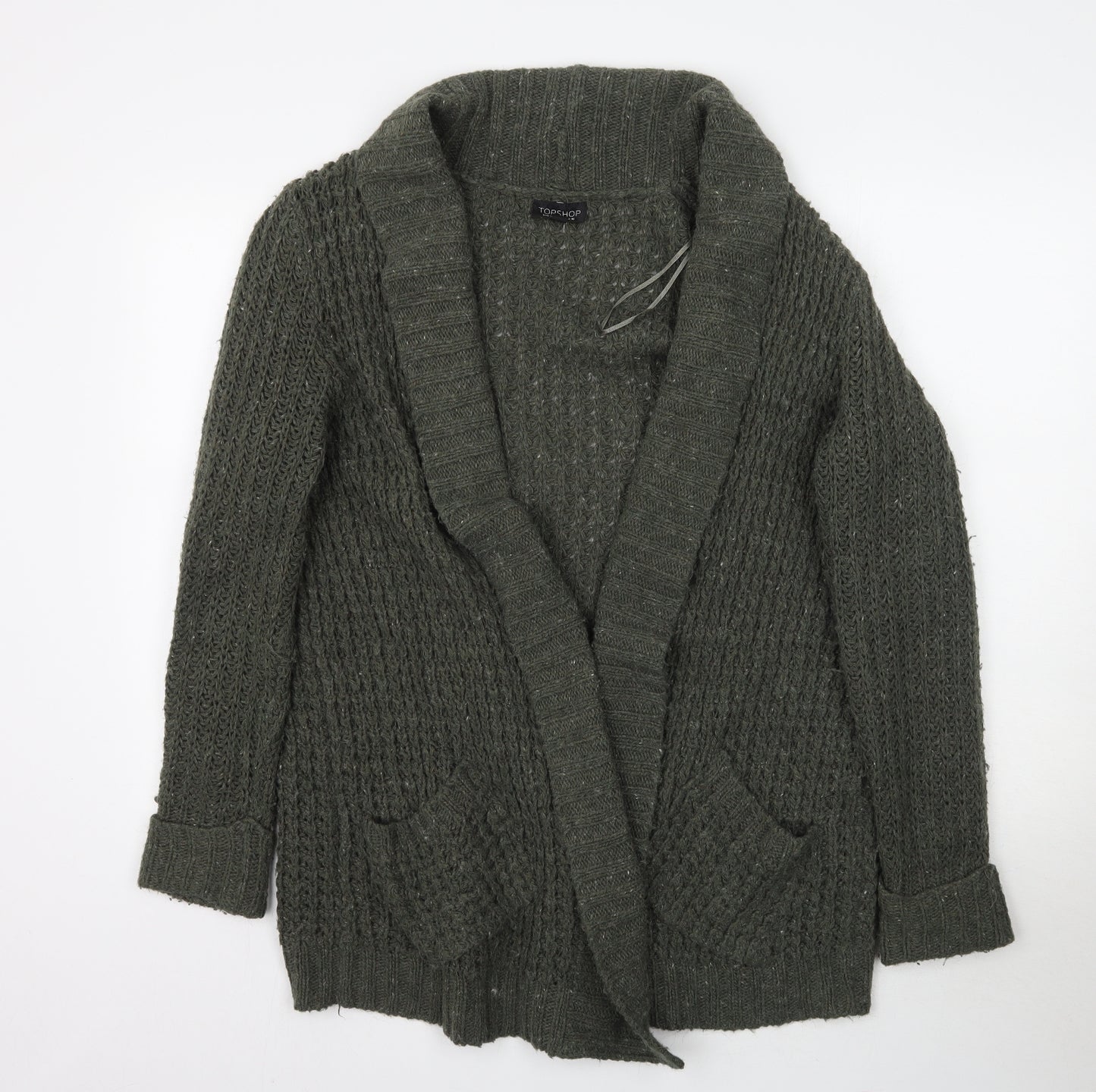 Topshop Womens Green  Knit Cardigan Jumper Size 10