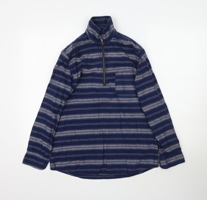 Topshop Womens Blue Striped Pullover Sweatshirt Size 8