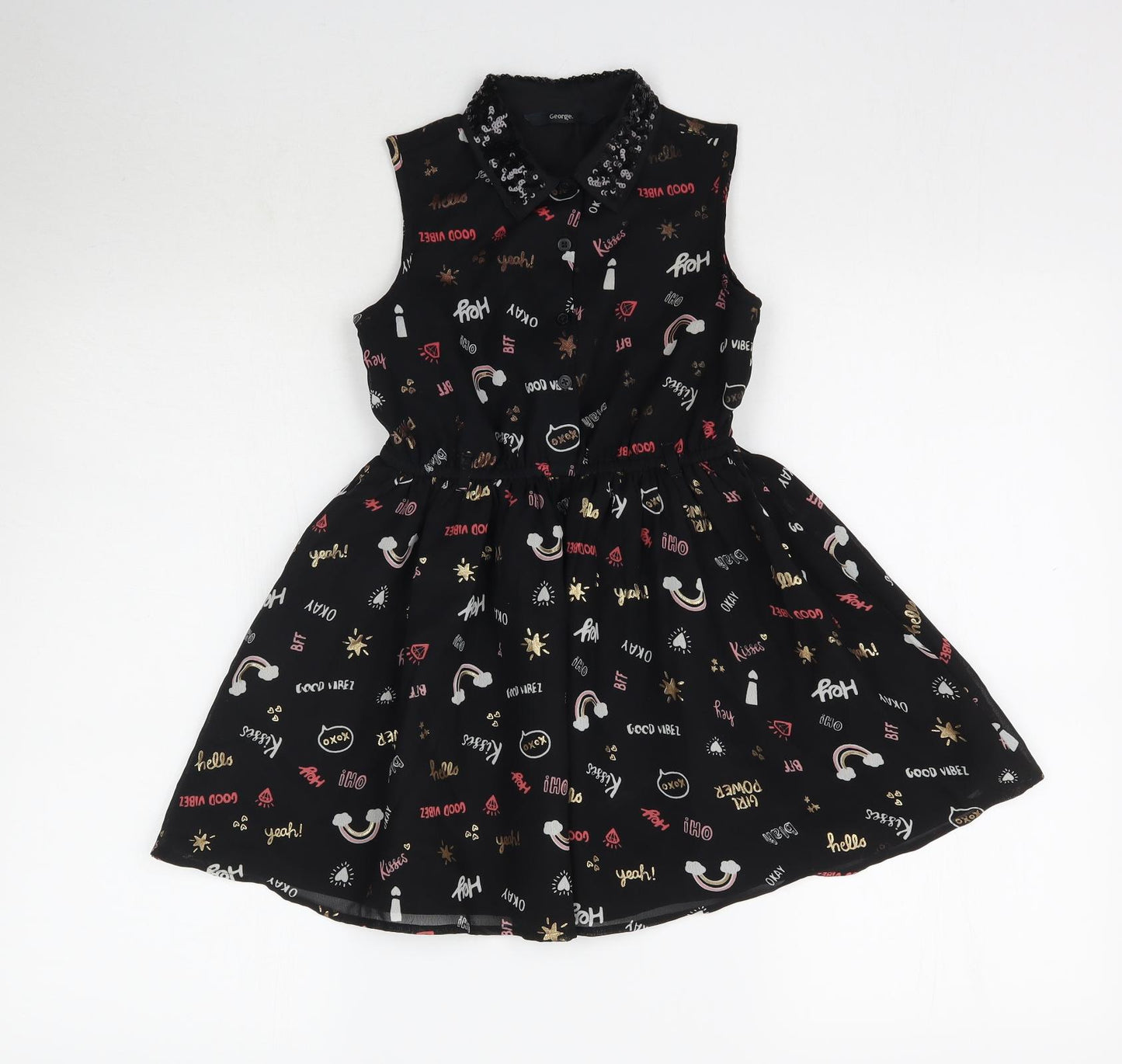 George Girls Black   Fit & Flare  Size 5-6 Years