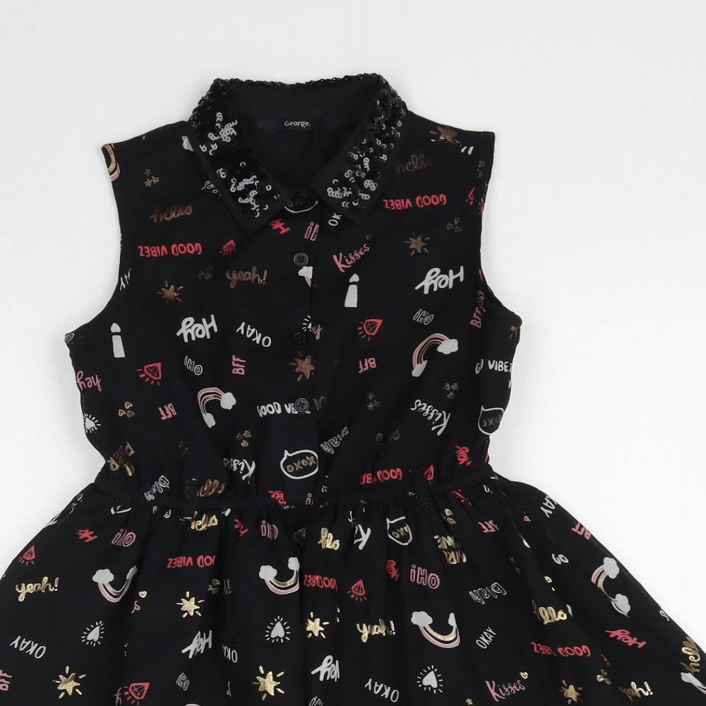 George Girls Black   Fit & Flare  Size 5-6 Years
