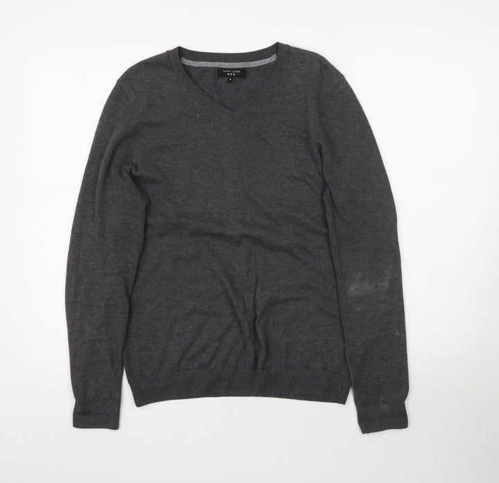 New Look Mens Grey Knit Pullover Jumper Size S