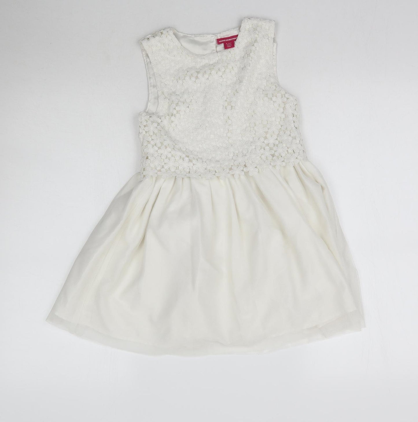 Young Dimension Girls White  Lace Fit & Flare  Size 6-7 Years
