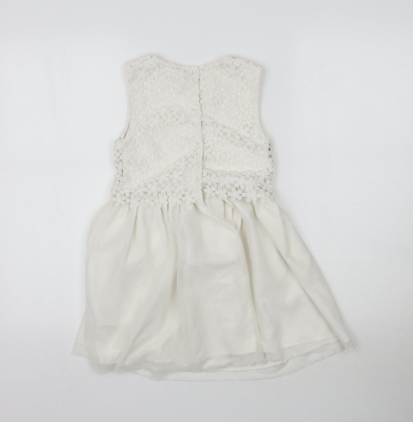 Young Dimension Girls White  Lace Fit & Flare  Size 6-7 Years