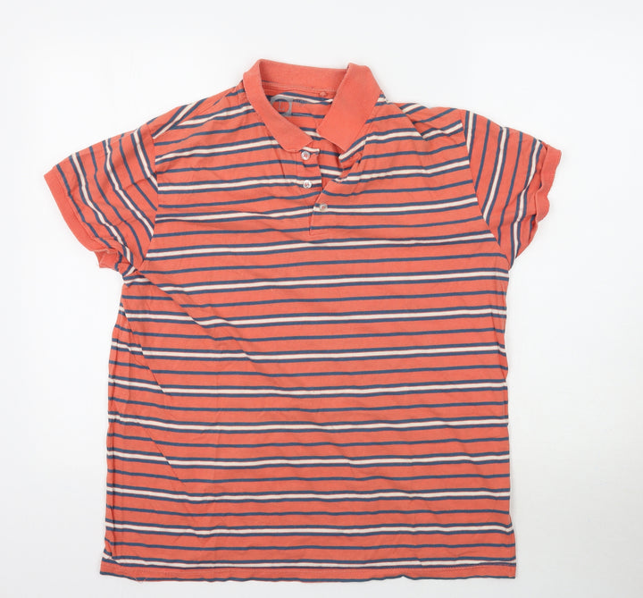 Cedar Wood State Mens Orange Striped Polo Size L