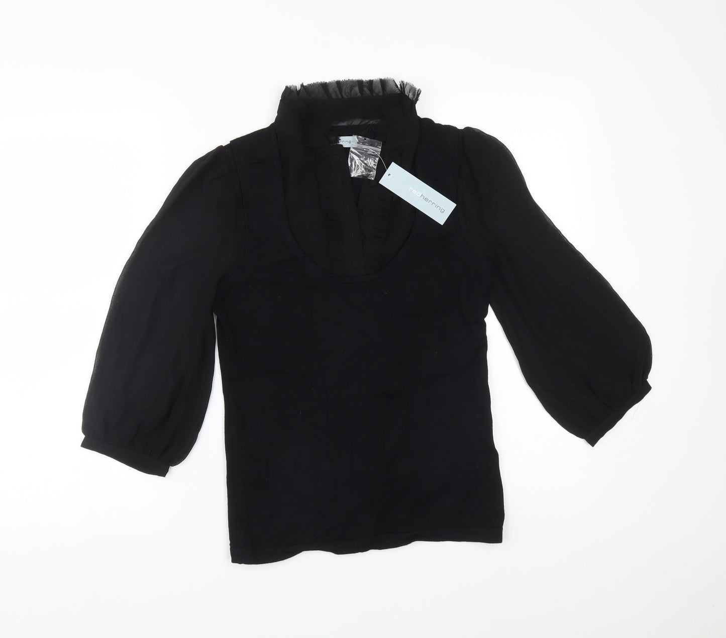 Red Herring Womens Black   Basic T-Shirt Size 10