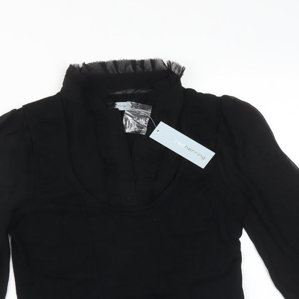 Red Herring Womens Black   Basic T-Shirt Size 10