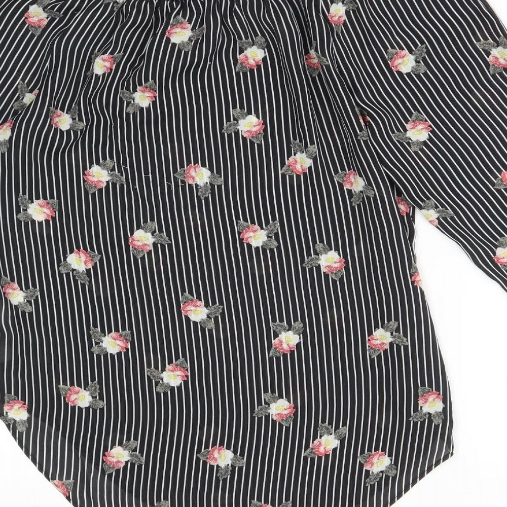 CAMEO ROSE Womens Multicoloured Striped  Basic T-Shirt Size 10
