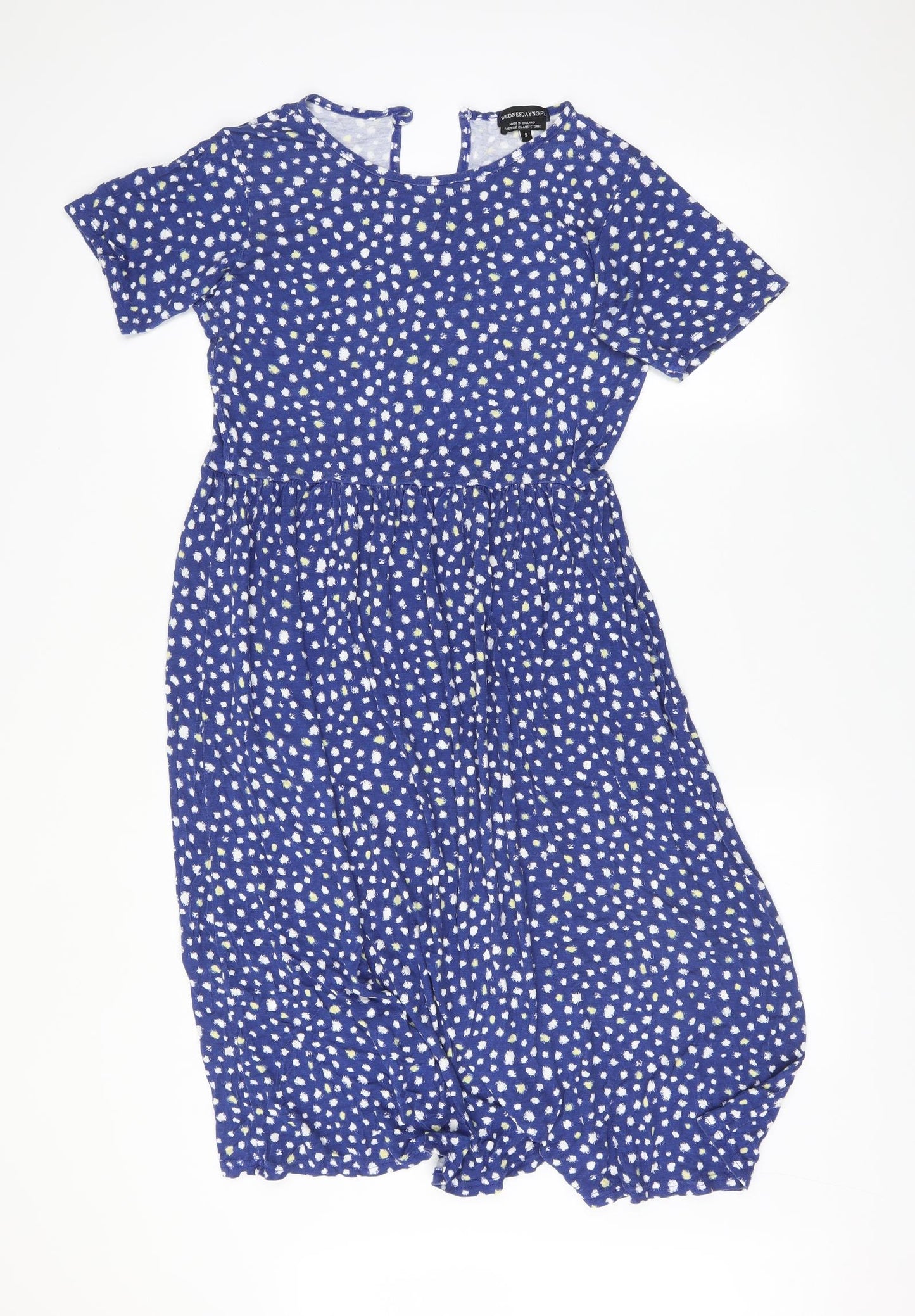 WEDNESDAY'S GIRL Womens Blue Geometric  A-Line  Size S