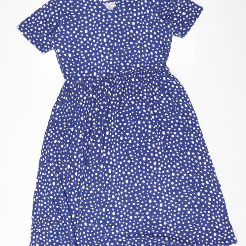 WEDNESDAY'S GIRL Womens Blue Geometric  A-Line  Size S
