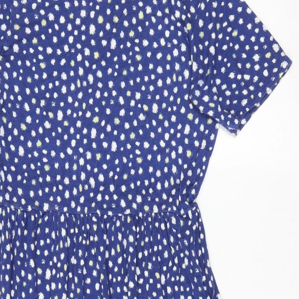 WEDNESDAY'S GIRL Womens Blue Geometric  A-Line  Size S