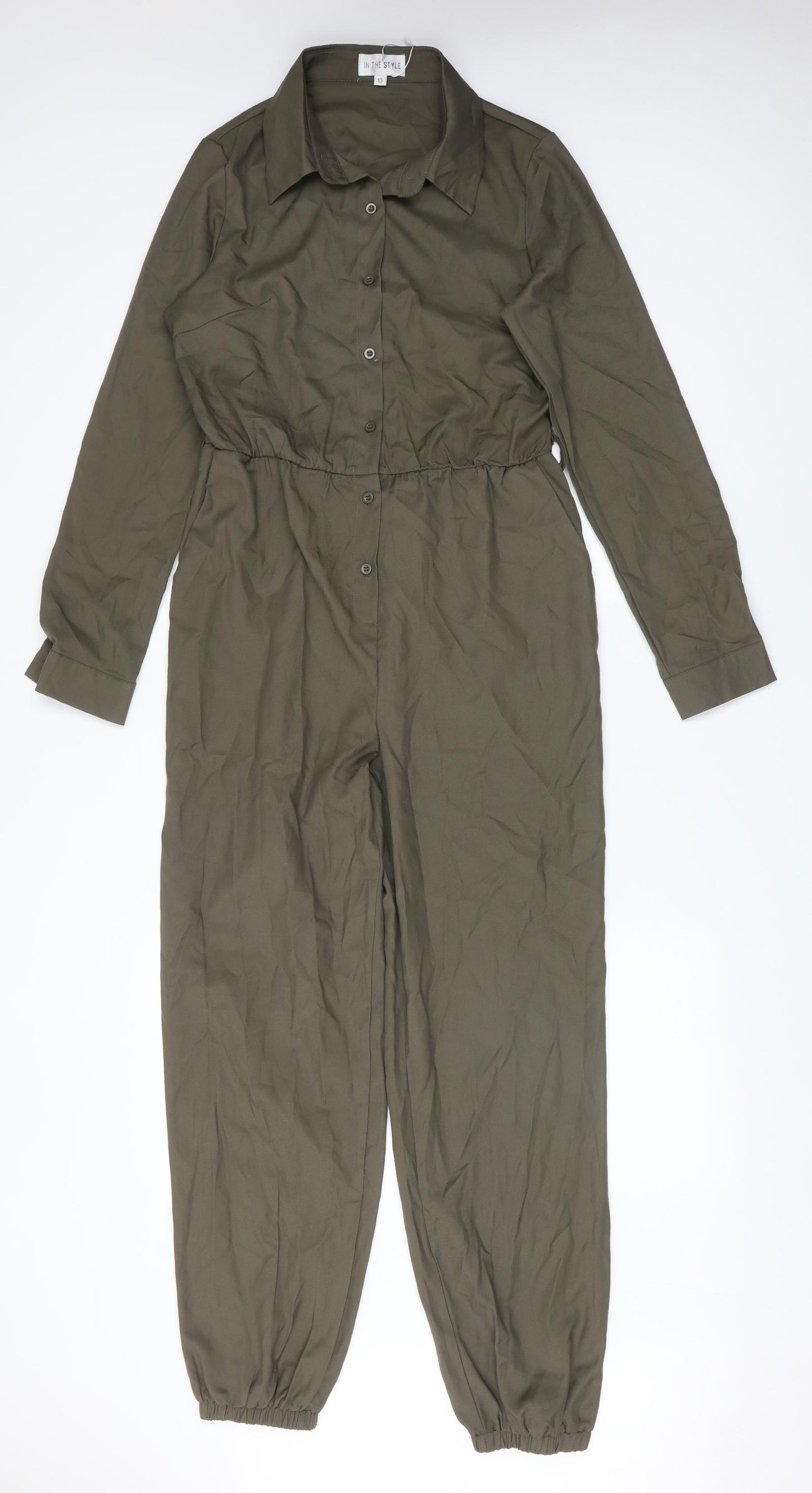 In the Style Womens Green   Jumpsuit One-Piece Size 10