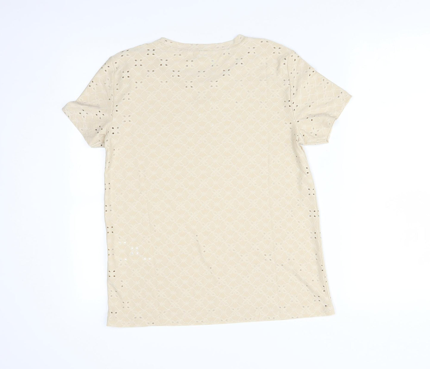 JACQUELINE DE YONG Womens Beige Floral  Basic T-Shirt Size S