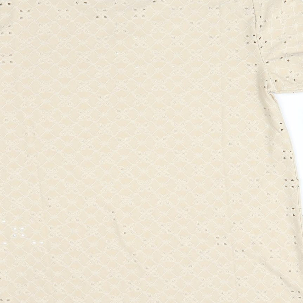 JACQUELINE DE YONG Womens Beige Floral  Basic T-Shirt Size S