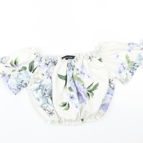 New Look Womens Multicoloured Floral  Cropped T-Shirt Size 6