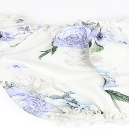 New Look Womens Multicoloured Floral  Cropped T-Shirt Size 6