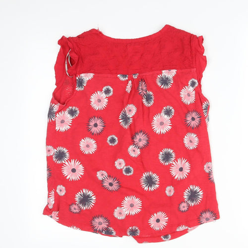 EBENHAMS Womens Red Floral  Basic T-Shirt Size 10