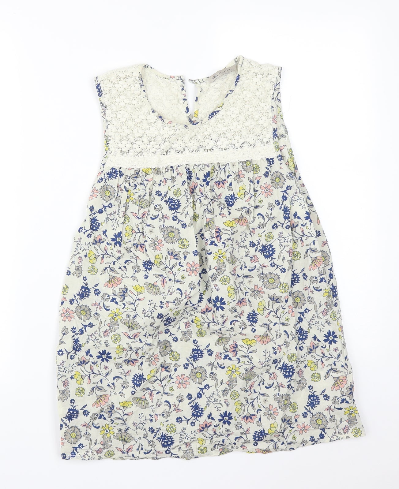 M&S Womens Multicoloured Floral  Basic T-Shirt Size 10