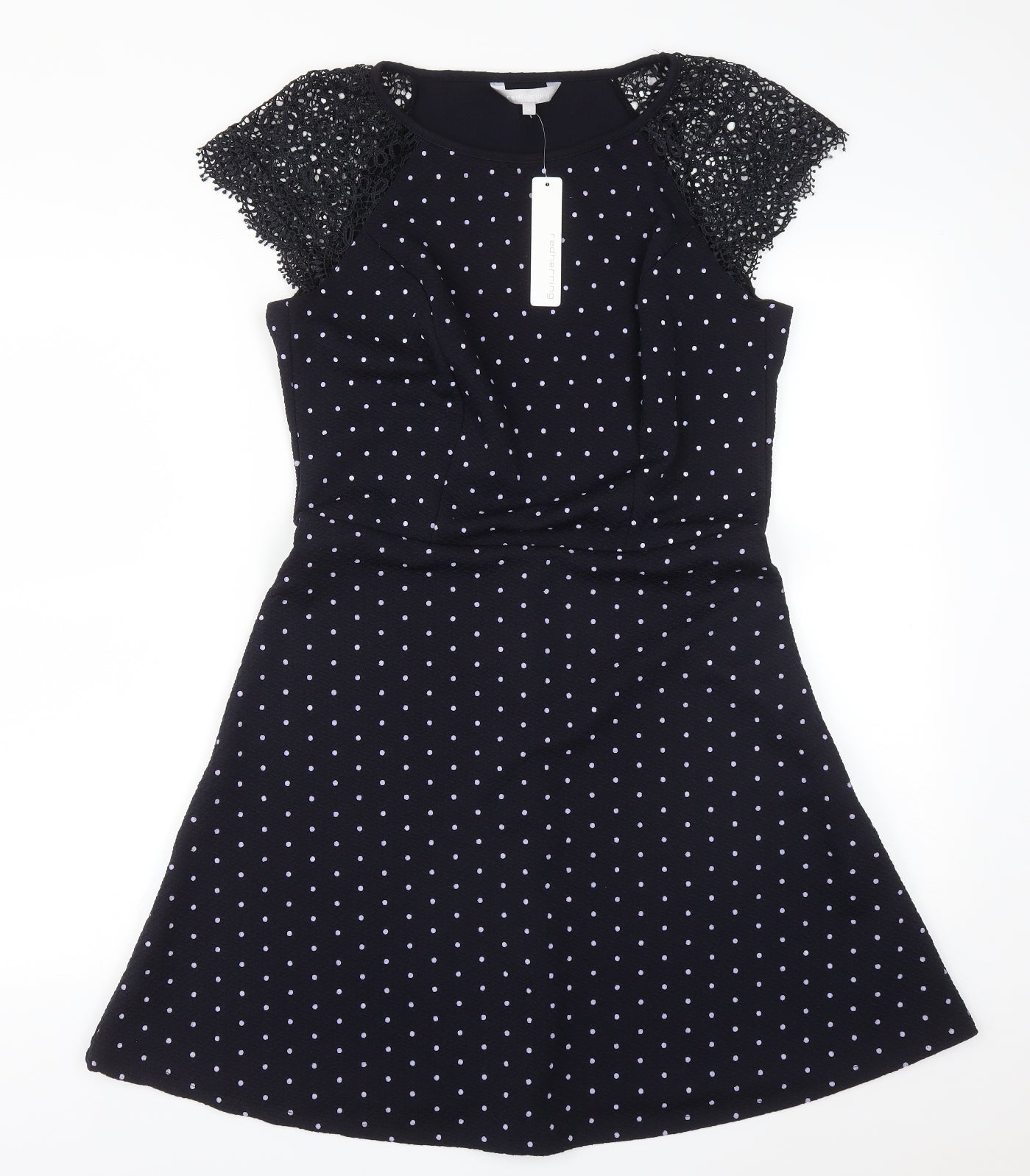 Red Herring Womens Blue Polka Dot  Fit & Flare  Size 12