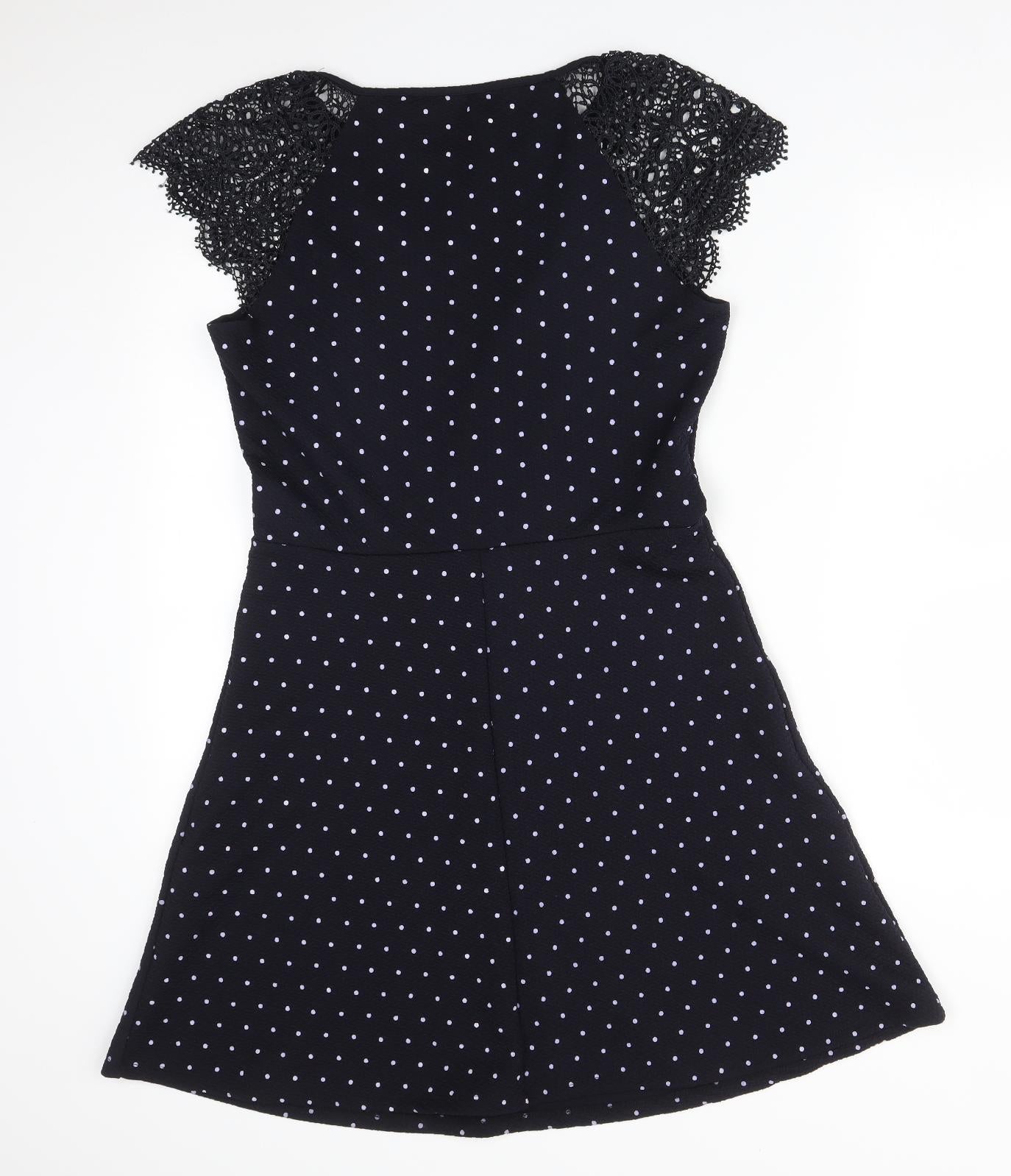 Red Herring Womens Blue Polka Dot  Fit & Flare  Size 12