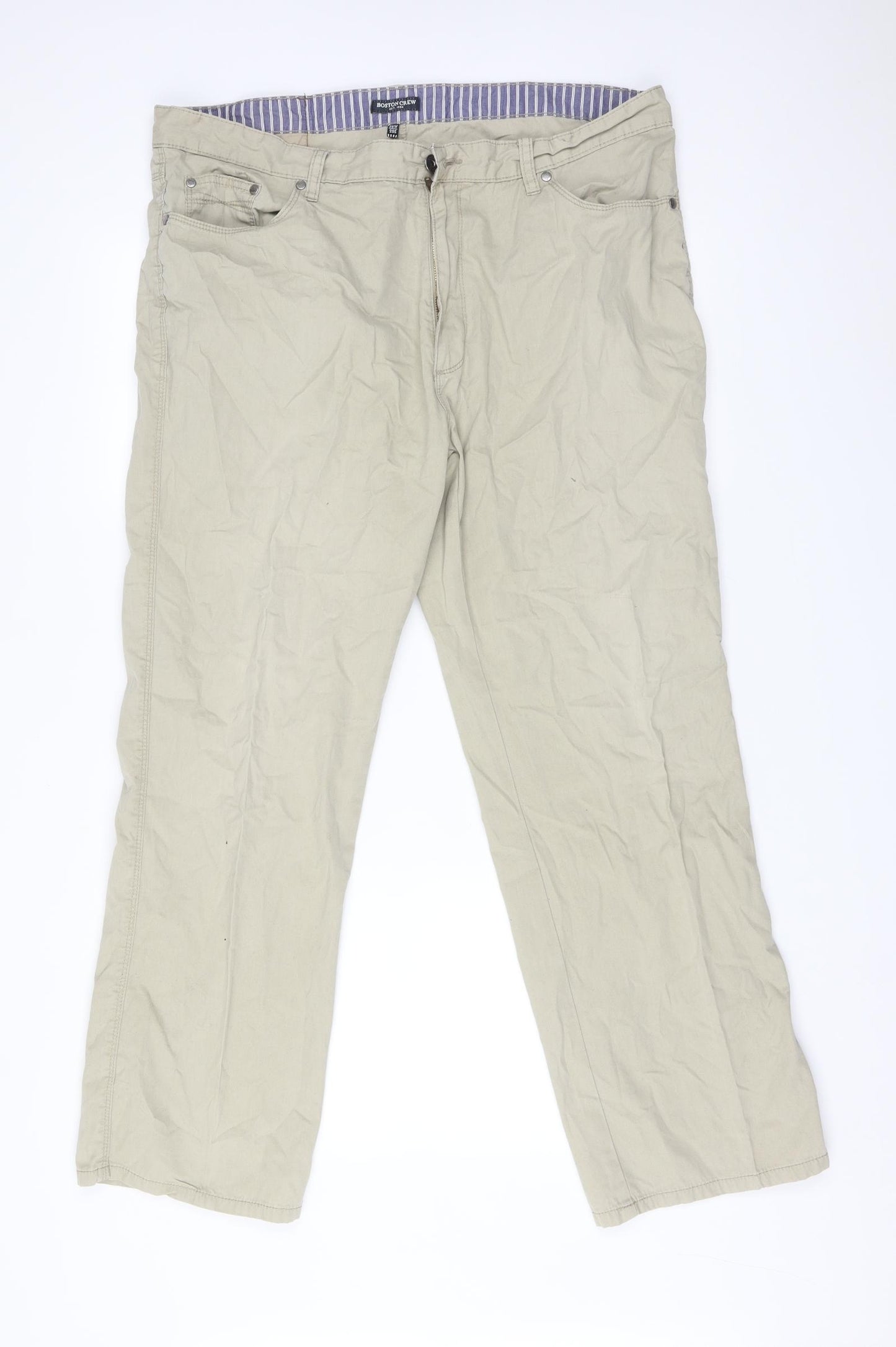 BOSTON CREW Mens Beige   Chino Trousers Size 38 L29 in