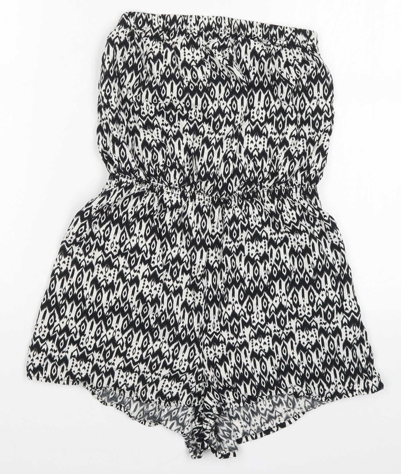 H&M Womens Black Geometric  Playsuit One-Piece Size 12  - Black and White