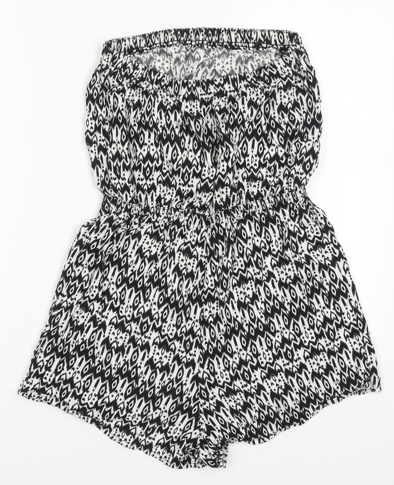 H&M Womens Black Geometric  Playsuit One-Piece Size 12  - Black and White