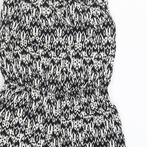 H&M Womens Black Geometric  Playsuit One-Piece Size 12  - Black and White